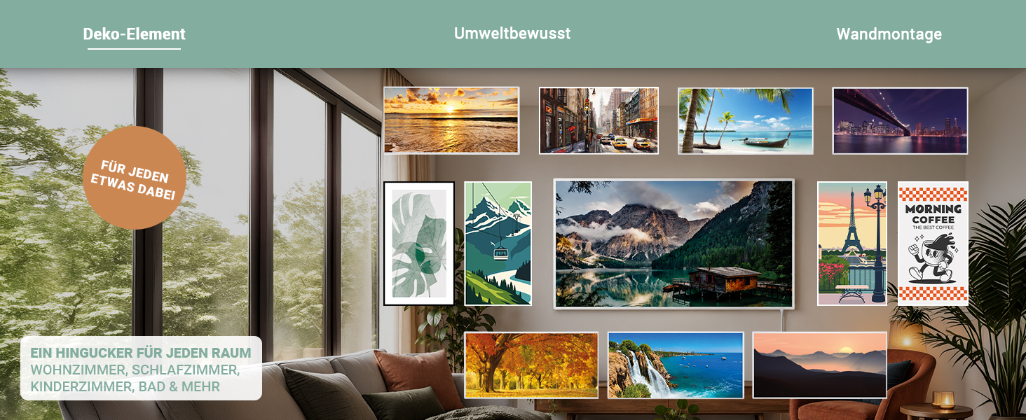 Heidenfeld HF-HP105 Infrarotheizung als dekoratives Wandbild mit verschiedenen Motiven f&uuml;r Wohnzimmer, Schlafzimmer und weitere R&auml;ume.